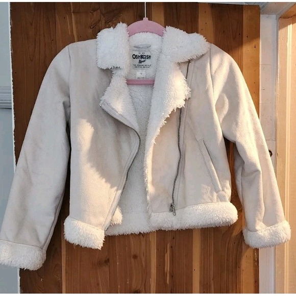 Osh Kosh Bgosh White And Tan Sherpa‎ Jacket - Picture 1 of 11